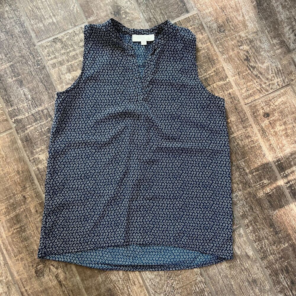 Blue & White Sleeveless Top Olive & Oak Women's Medium